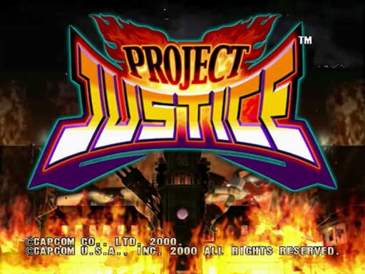 Project Justice title screen for Sega Dreamcast